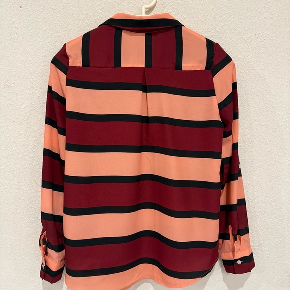 Alice Blue Stitch Fix Blouse Long Sleeve with Tabs Multicolor Stripes Women’s M - Picture 4 of 12